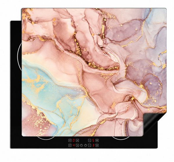 Inductiebeschermer - Abstract Roze Marmer