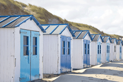 Inductiebeschermer - Blauwe Strandhuisjes