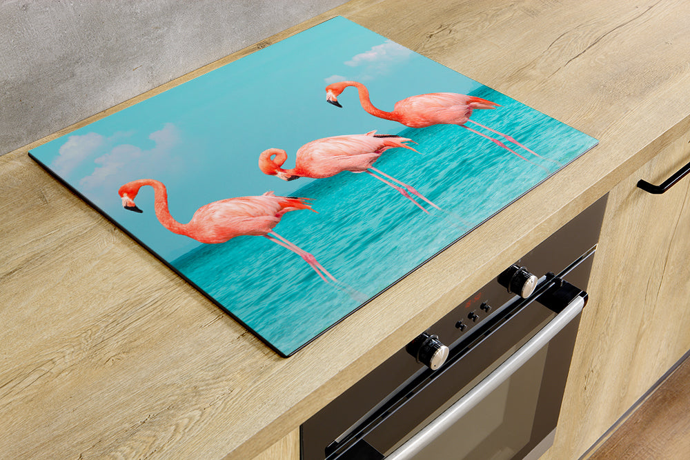 Inductiebeschermer - Drie Flamingo's