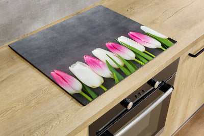 Inductiebeschermer - Witte en Roze Tulpen